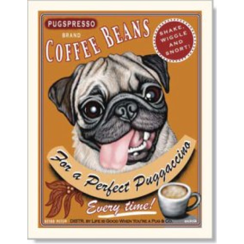 Dog Pug - Puggaccino 8x10 Print