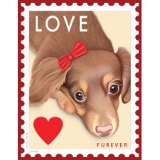 Dog Doxie Love "Faux" Furever Stamp 8x10 Art Print