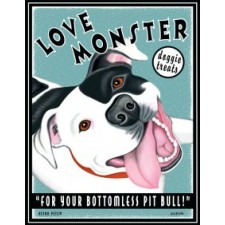 Dog Pit Bull - Love Monster Doggie Treats 8x10 Art Print